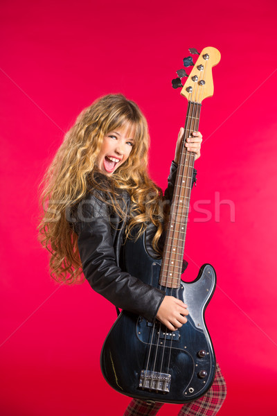 [[stock_photo]]: Blond · Rock · rouler · fille · basse · guitare