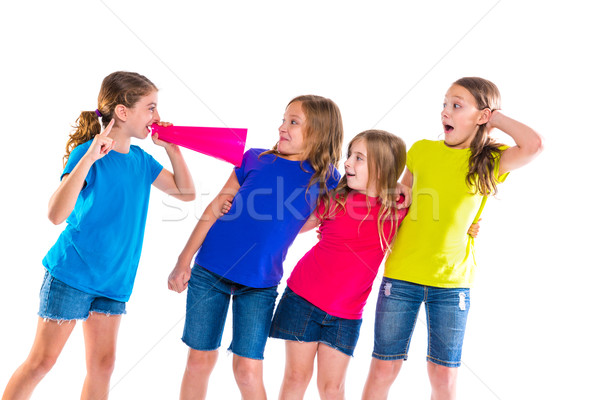 megaphone leader kid girl shouting friends Stock photo © lunamarina