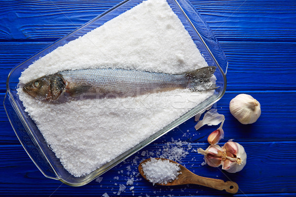 Seabass baked in sea salt seabass crusted Stock photo © lunamarina