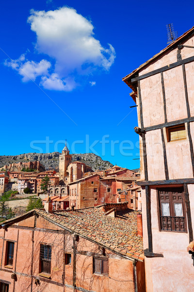Középkori város Spanyolország falu fal utca Stock fotó © lunamarina