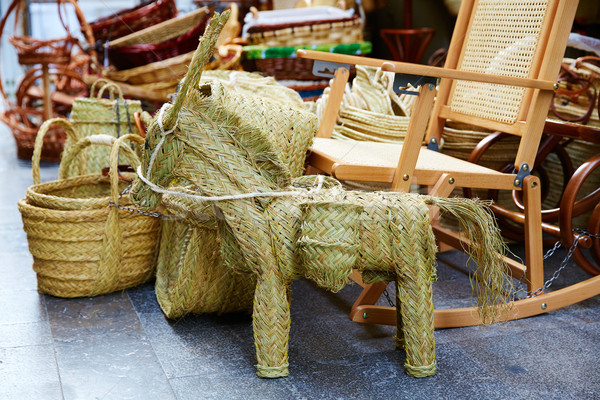 Valencia esparto alfa handcraft baskets and horse Stock photo © lunamarina