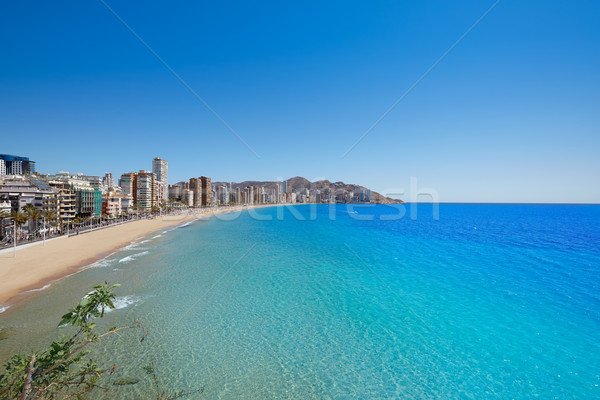海灘 西班牙 地中海 天空 城市 太陽 商業照片 © lunamarina