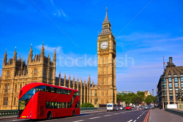Foto d'archivio: Big · Ben · clock · torre · Londra · bus · Inghilterra