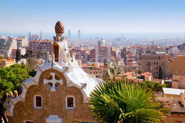 Barcelona park Guell fairy tail mosaic house Stock photo © lunamarina