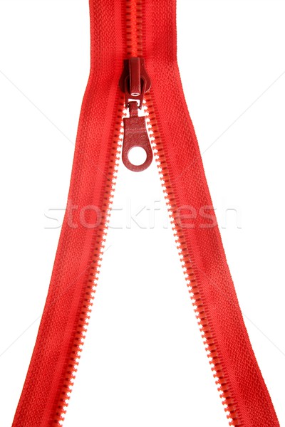Red clothes zip open over white Stock photo © lunamarina