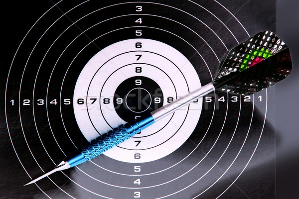 Stock photo: Black and white target with dart and shadows