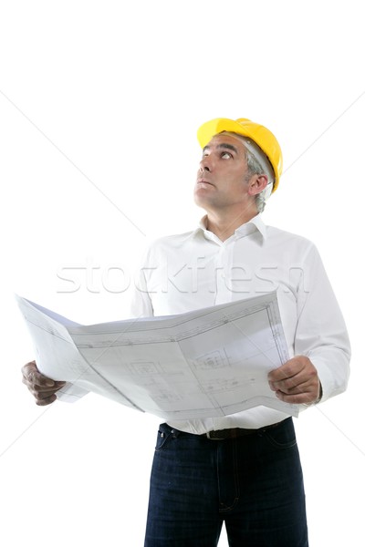 Stockfoto: Architect · senior · ingenieur · plan