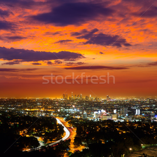 центра ночь Лос-Анджелес закат Skyline Сток-фото © lunamarina