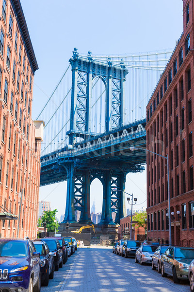 Manhattan Bridge at Brooklyn street New York US Stock photo © lunamarina