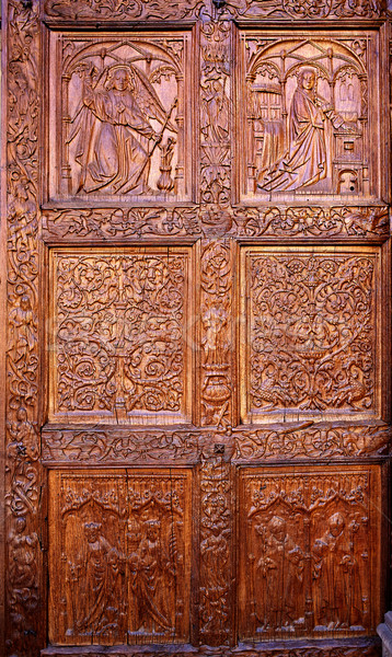 Cathedral of Leon carved door in Castilla Spain Stock photo © lunamarina