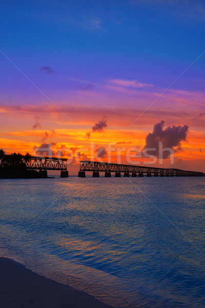 Florida Keys old bridge sunset at Bahia Honda Stock photo © lunamarina