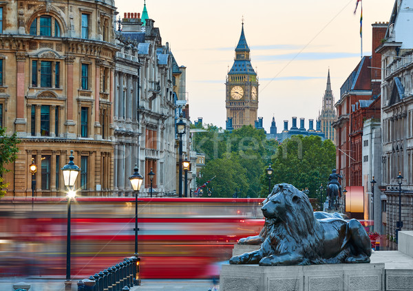 London Trafalgar Square lion and Big Ben Stock photo © lunamarina