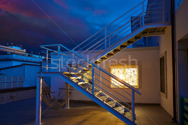 House window light glow in a thunder storm Stock photo © lunamarina