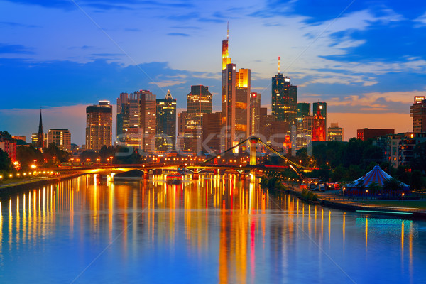Stock photo: Frankfurt skyline at sunset in Germany