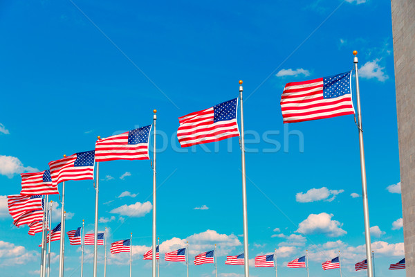 Washington Monument banderas EUA distrito ciudad azul Foto stock © lunamarina