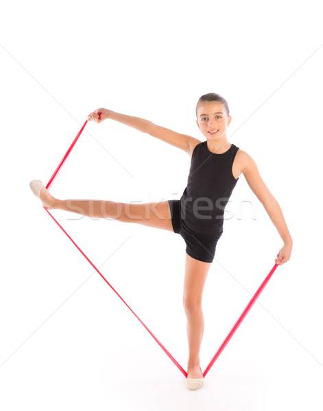 Fitnessz gumi ellenállás zenekar gyerek lány Stock fotó © lunamarina