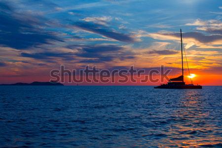 Ibiza sunset from Formentera with Es Vedra Stock photo © lunamarina