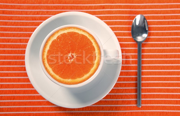 Saine déjeuner tasse orange caféine naturelles Photo stock © lunamarina