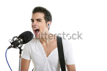 Musician young man playing electric guitar Stock photo © lunamarina