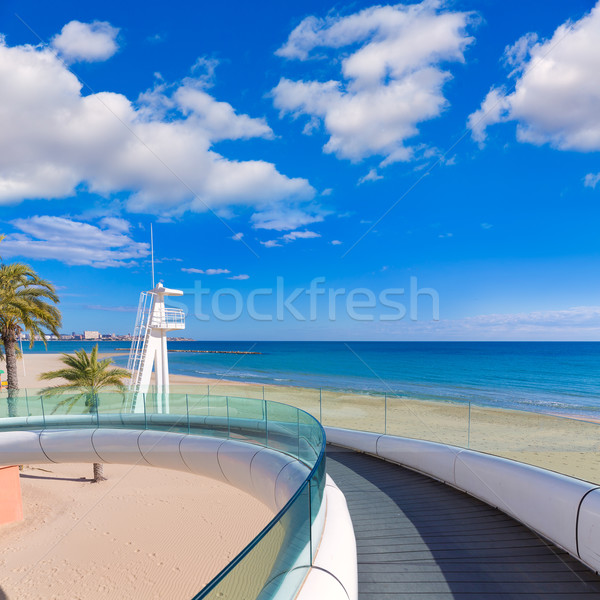 Alicante el Postiguet beach playa with modern bridge Stock photo © lunamarina