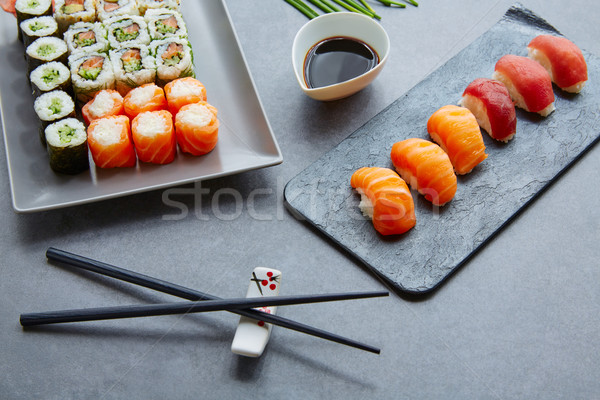 Sushi maki molho de soja wasabi Califórnia rolar Foto stock © lunamarina