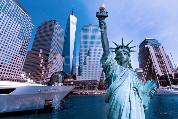 Liberty Statue and New York skyline US Stock photo © lunamarina