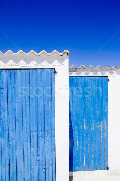 architecture balearic islands white blue doors detail Stock photo © lunamarina