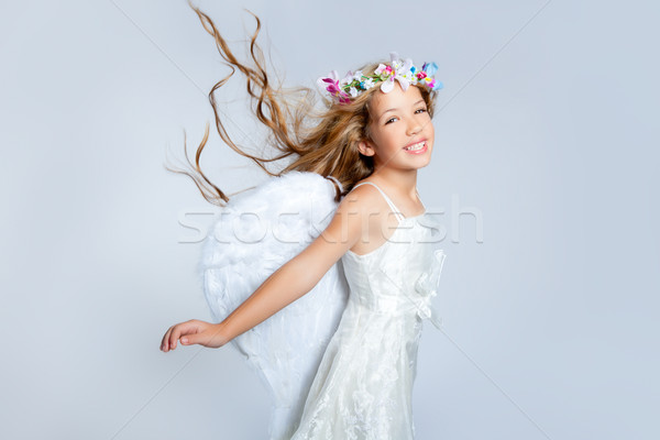 Anjo crianças menina vento cabelo moda Foto stock © lunamarina