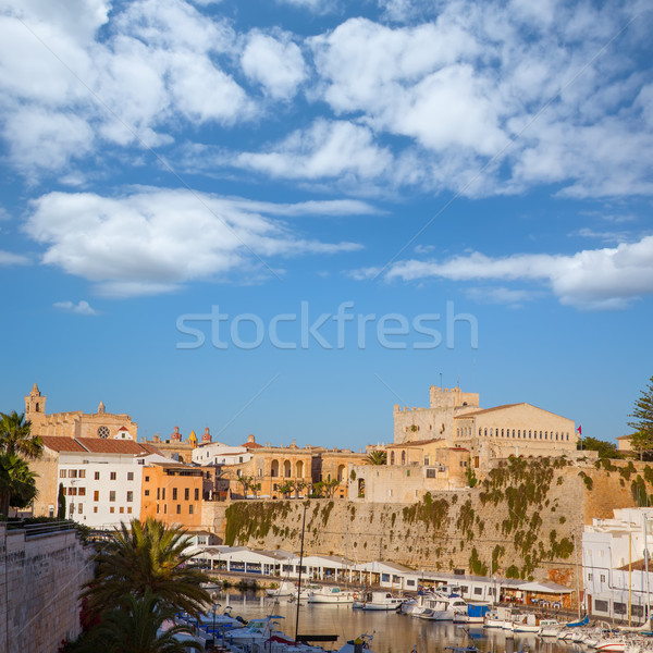 Ciutadella Menorca Port town hall and cathedral Stock photo © lunamarina