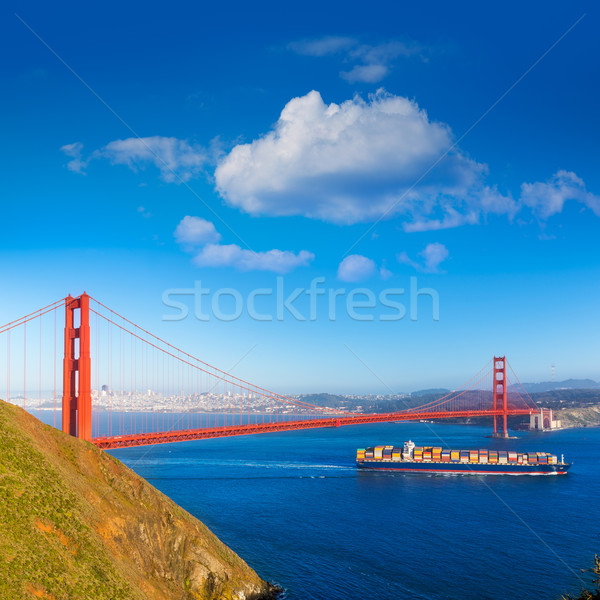 San Francisco Golden Gate híd kereskedő hajó Kalifornia USA Stock fotó © lunamarina