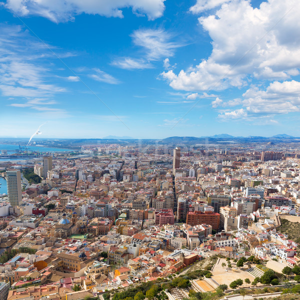 Alicante skyline aerial from Santa Barbara Castle Spain Stock photo © lunamarina