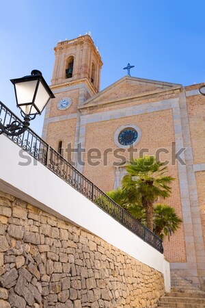 Foto stock: Edad · pueblo · iglesia · típico · mediterráneo · primavera