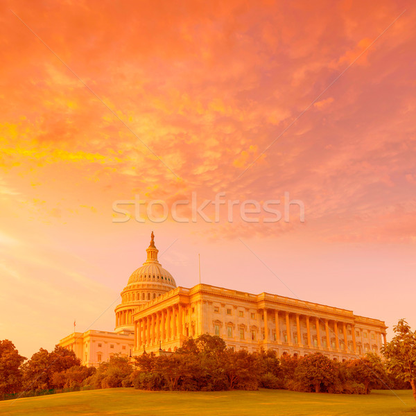Edificio Washington DC puesta de sol congreso EUA cielo Foto stock © lunamarina