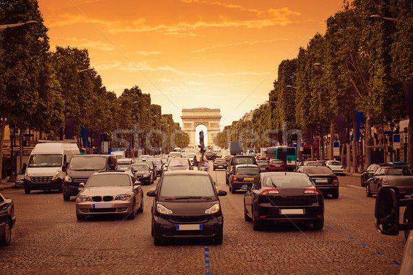 Триумфальная арка Париж арки триумф движения закат Сток-фото © lunamarina