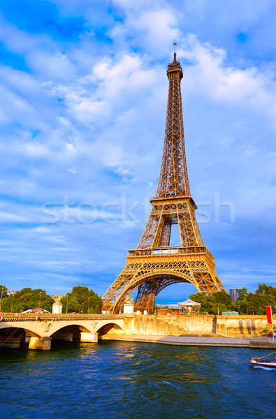 Foto stock: Torre · Eiffel · pôr · do · sol · Paris · França · céu · edifício