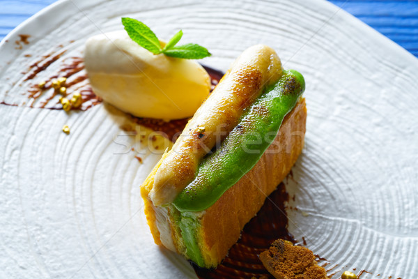 cinnamon and pistachio cream millefeuille Stock photo © lunamarina