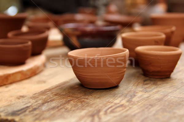 Stockfoto: Klei · ambachten · aardewerk · studio · houten · tafel · traditioneel