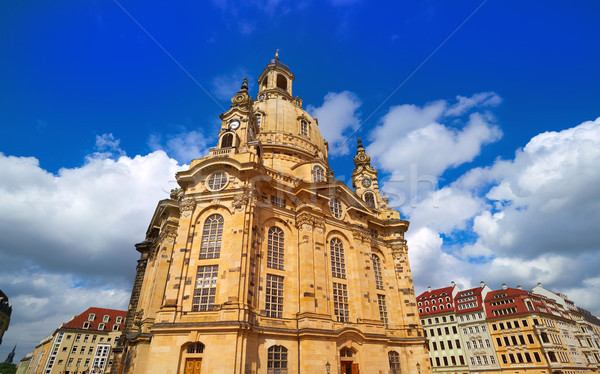 Dresden kilise Almanya gökyüzü saat seyahat Stok fotoğraf © lunamarina