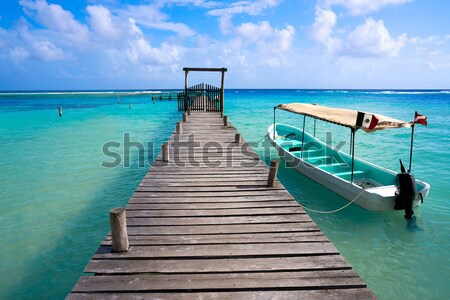 Stock photo: Cancun wood pier  tropical Caribbean sea