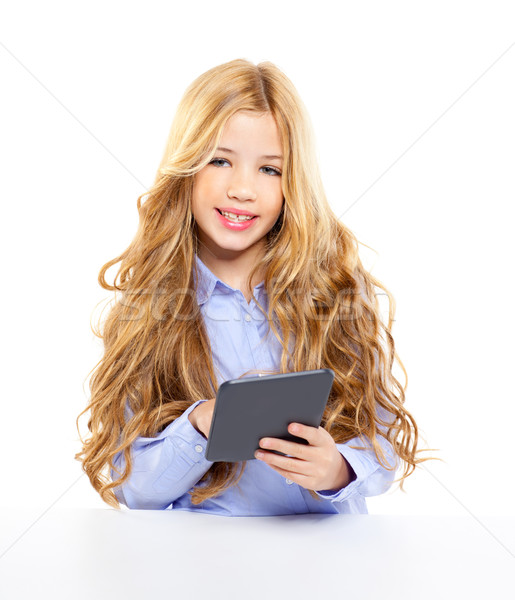 Blond étudiant Kid livre électronique portrait [[stock_photo]] © lunamarina