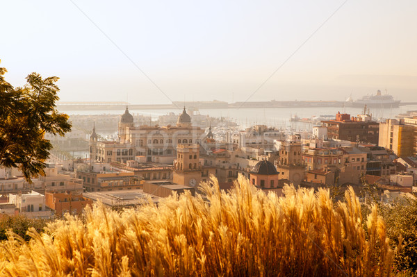 Cityscape ufuk çizgisi akdeniz deniz topluluk İspanya Stok fotoğraf © lunamarina