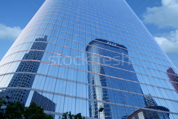 藍色 鏡子 玻璃 正面 摩天大樓 建築物 商業照片 © lunamarina