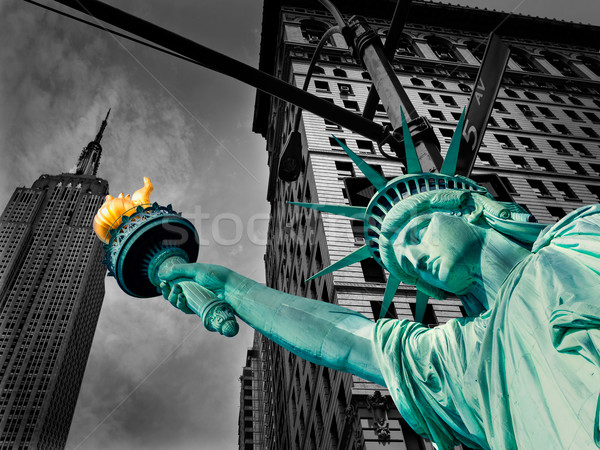 Liberty Statue and Empire State New York Stock photo © lunamarina
