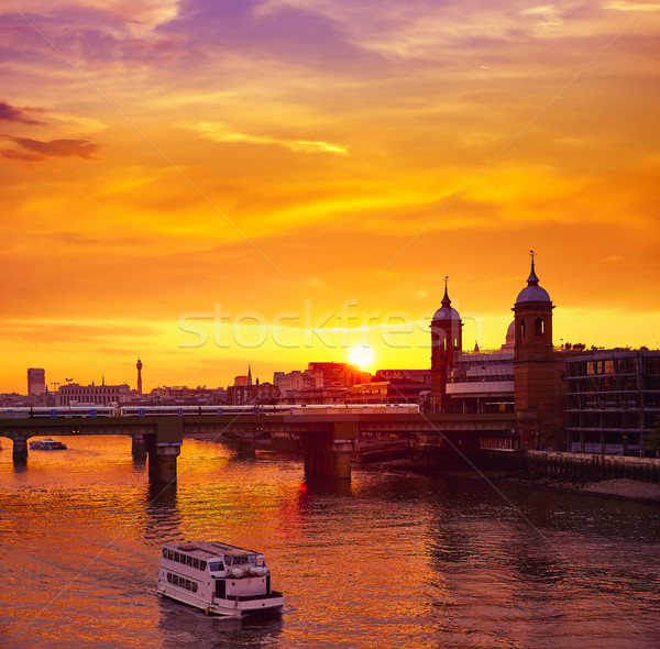 London sunset at Thames with St Paul Pauls Stock photo © lunamarina
