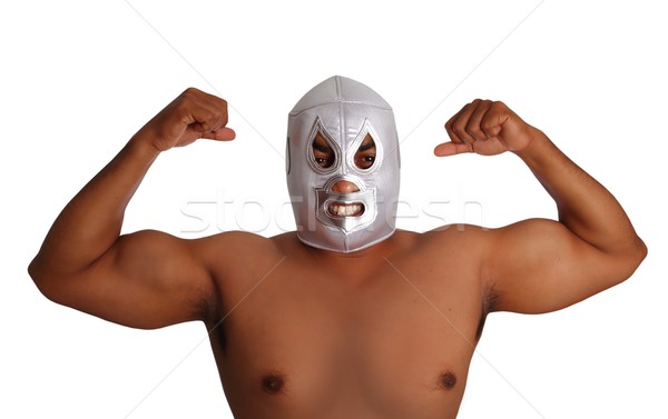 mexican wrestling mask silver fighter gesture Stock photo © lunamarina