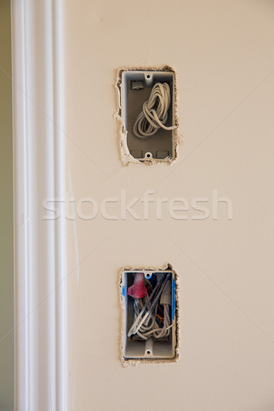 electrical box for switch and plug with wires Stock photo © lunamarina