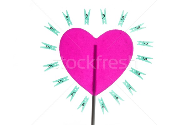 Foto stock: Ama · de · casa · corazón · metáfora · ropa · pin