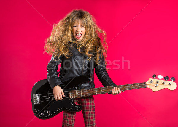 [[stock_photo]]: Blond · Rock · rouler · fille · basse · guitare