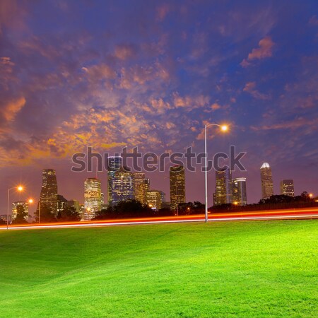 Houston gün batımı ufuk çizgisi Teksas park gökyüzü Stok fotoğraf © lunamarina