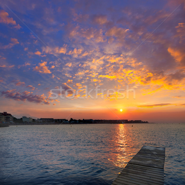 Plaj gün batımı akdeniz İspanya akşam karanlığı bulutlar Stok fotoğraf © lunamarina